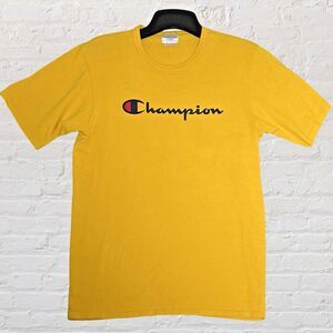 Vintage Champion Gold Graphic Tee Adult Large Champion Script C Logo Retro 90's